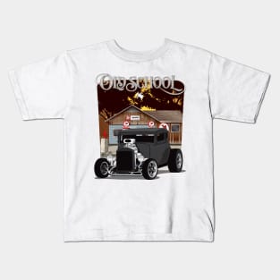 1932 Black Chevy 5 Window Coupe HotRod Old School Print Kids T-Shirt